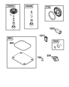 Lubrication Group Diagram and Parts List for 54E677-0004-J1 400000 - 699999 Briggs and Stratton Engine